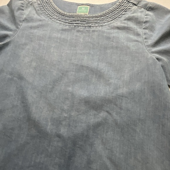Martha Stewart Vintage Denim Round Neck 3/4 Sleeve‎ Tunic Top Women Size M - Picture 2 of 4